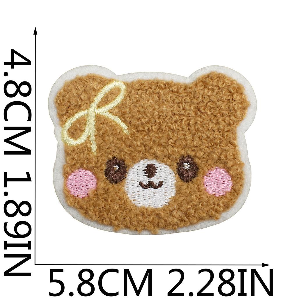 Plush Bear Embroidery Cloth Sticker Cute Red Panda Towel Embroidery Patch Sticker Clothes Decorative Embroidery Label Curly Lion