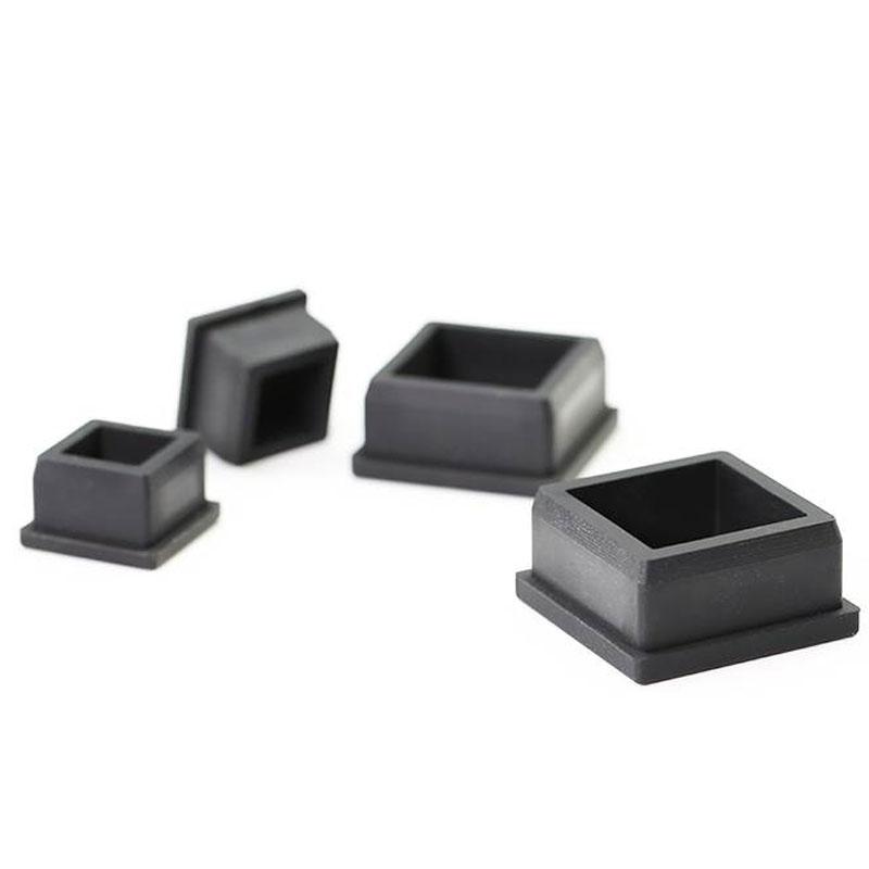 Square Silicone Rubber End Caps Soft T Type Blanking Plugs Tube Pipe Insert Stopper Table Chair Foot Pads Side Length 9.6-50.6mm