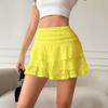 Einfarbige gestufte Mini-Damenröcke mit Spitze