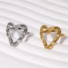 1/3PCS Adjustable Full Circle Hollow Heart-Shaped Open Cuff Ring Stainless Steel Jewelry Irregular Stackable Rings For Women