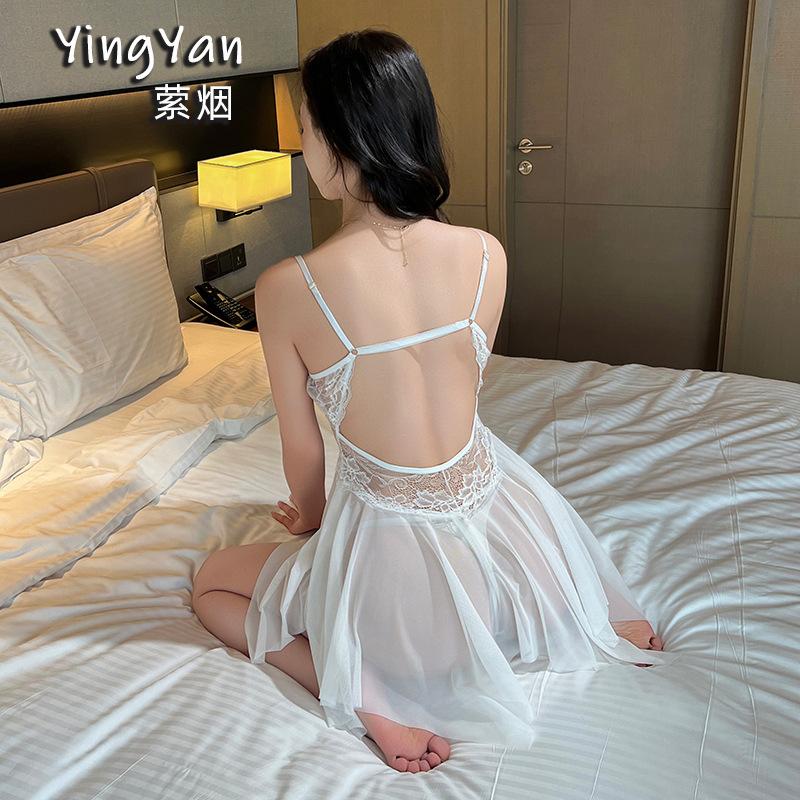 Sex Underwear Seduction Thin Lace Suspenders Sexy Steel Tray Gathering Nightgown Uniform Suit