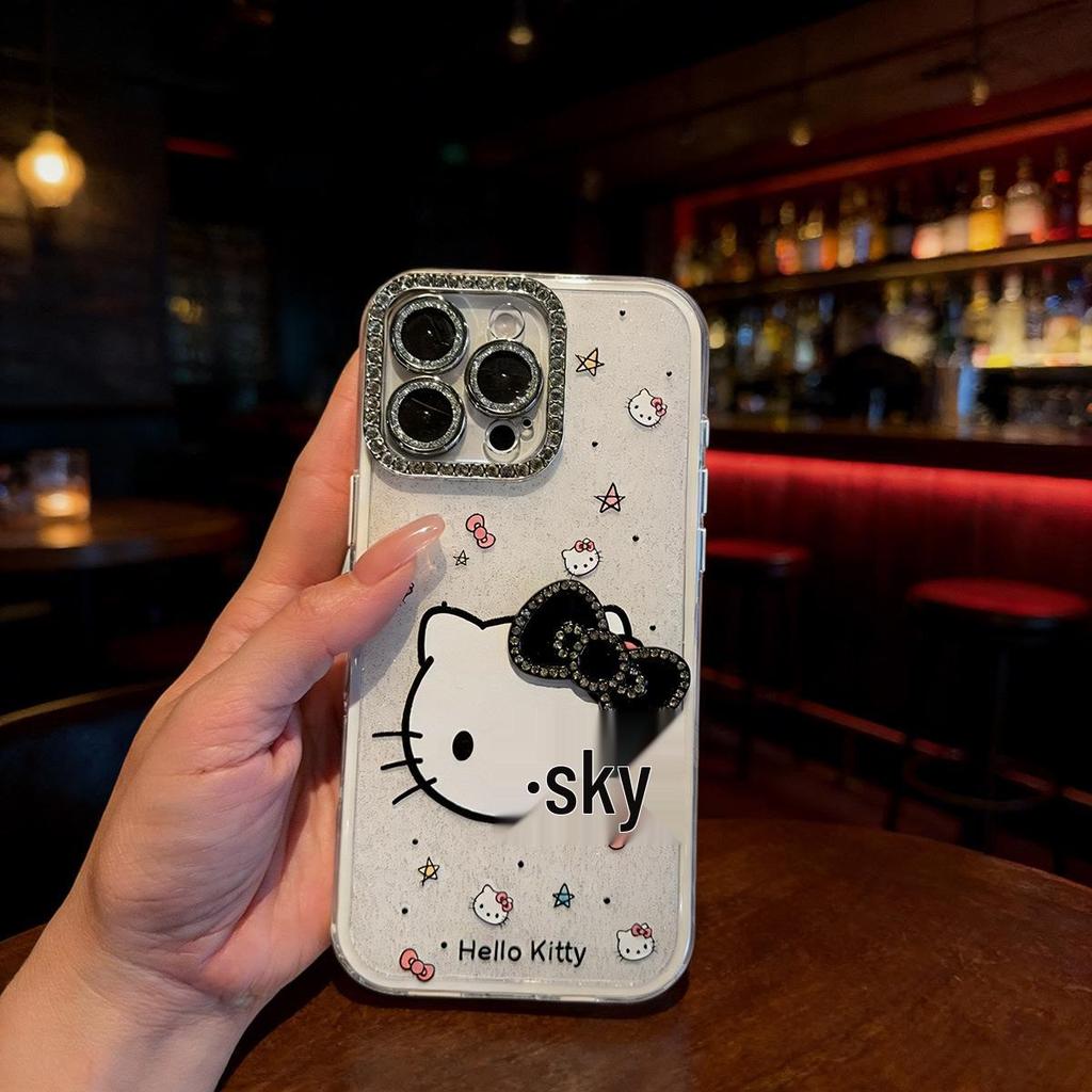 3D Rhinestone Bow Cat Phone Case for iPhone 14/13 - Sparkling Glitter