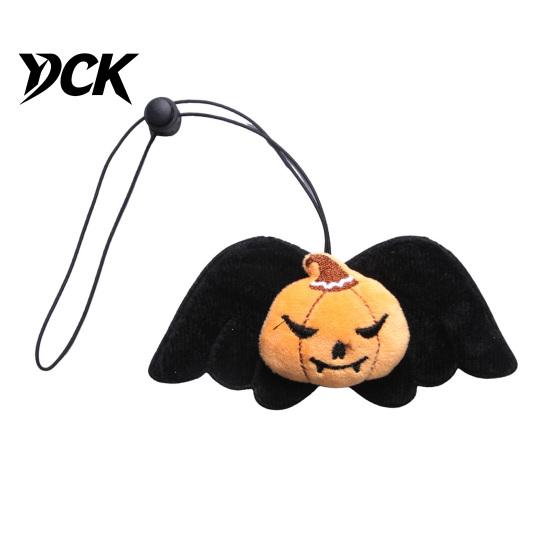 Holiday Atmosphere Pet Decor Halloween Collar Charm, Plush Ghost Pumpkin Pendant, Soft Stuffed Durable Play Toy Hanging Ornament for Cats, Small