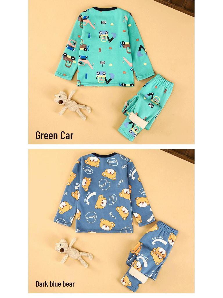 Warmer Winter-Unterwäsche-Set für Kinder mit Fleece-Futter: Herbstliche Thermoschicht & Homewear für Mädchen und Jungen