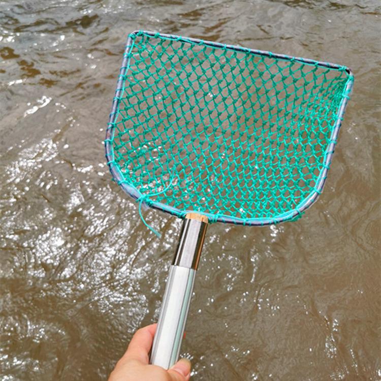 Wooden Handle Short Dip Net - Hand-Woven Fishing and Shrimp Net with 7-10 cm Shallow Bag
