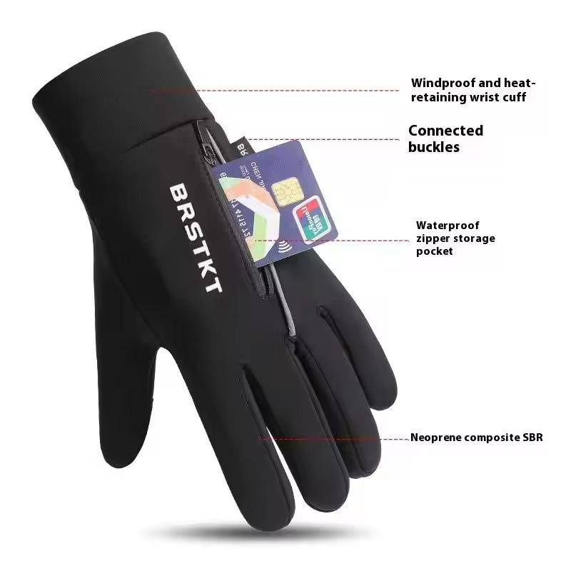 Winter Cycling Warm Gloves Men Outdoor Thick Warm Portable Pocket Full Finger Glove Touch Screen Waterproof Skiing Sports Gloves