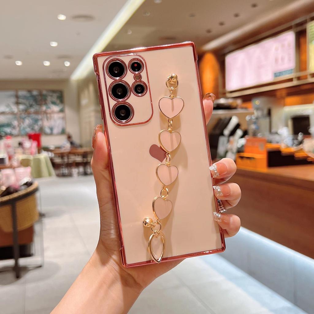 Applicable to Samsung A55 electroplated big wave love bracelet mobile phone case A54 side love anti-drop A36/A56