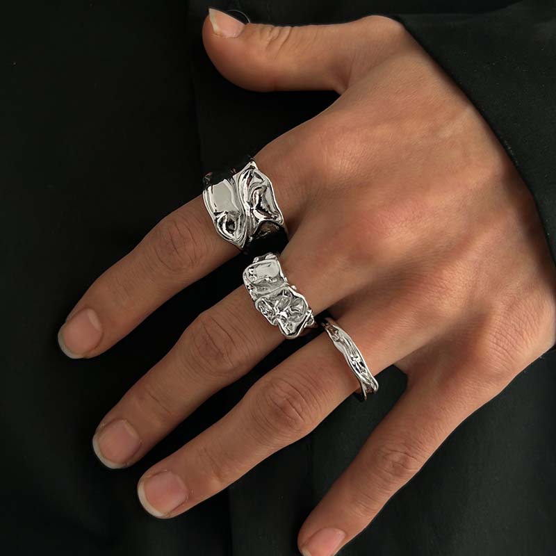 4Pcs/Set Boho Metal Starfish Open Rings For Women Men Exaggerated Gold Color Geometric Adjustable Ring Beach Jewelry Accessory