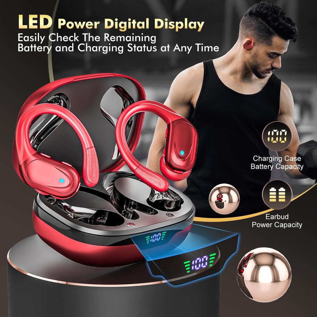 Bluetooth Wireless Earbuds Latest Bluetooth Bluetooth ENC Noise Up To 80 Hours of IPX7 Ear Hook Auto LED Suitable for Web and School [2025 Earbuds]