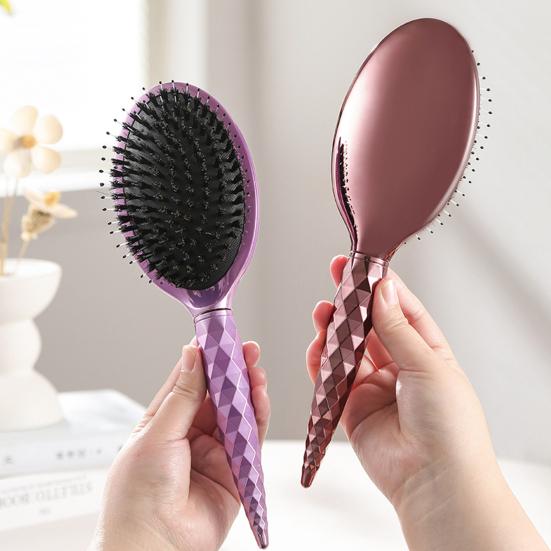 Boar Bristles Hair Brush with Ergonomic Handle Anti-static Scalp Massage Air Cushion Comb Men Women Portable Hair Styling Detangling Brush