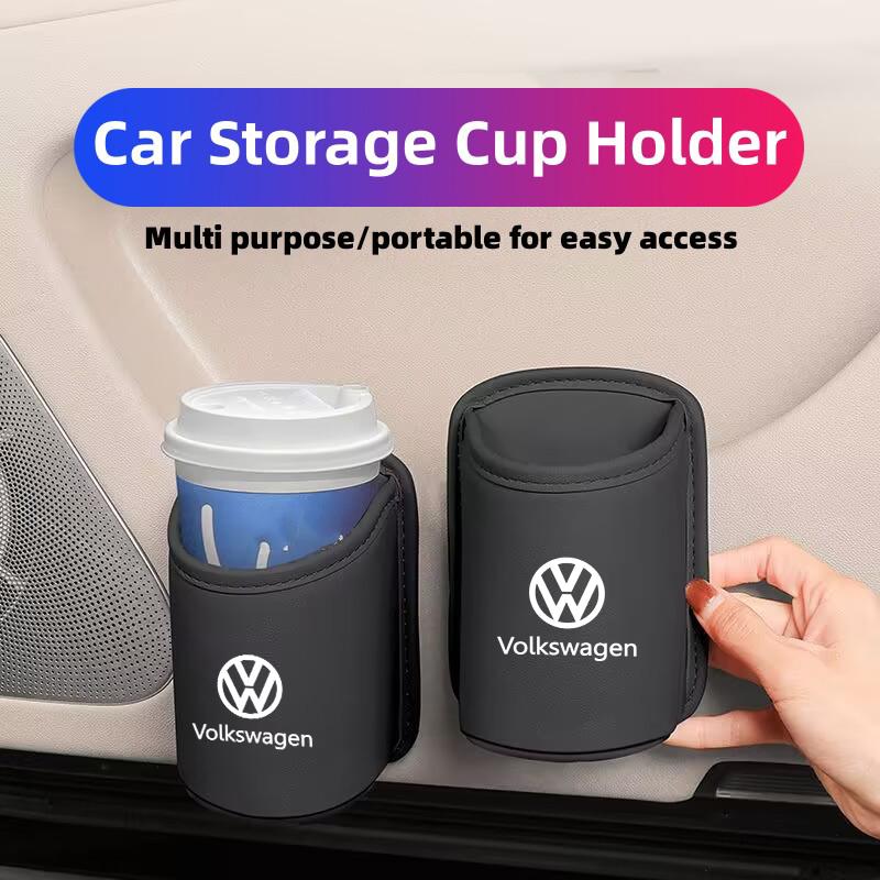 Valve Stems Caps Car Leather Side Door Cup Holder Wear-Resistant Waterproof For Volkswagen VW Golf 4 5 6 7 Polo Jetta Sagitar Ma QO9