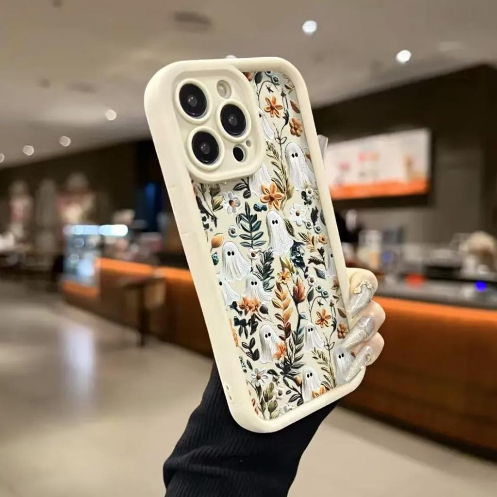 Ghost Flowers Trendy Phone Case for Apple iPhone 17 Pro Max/16/15/14/13
