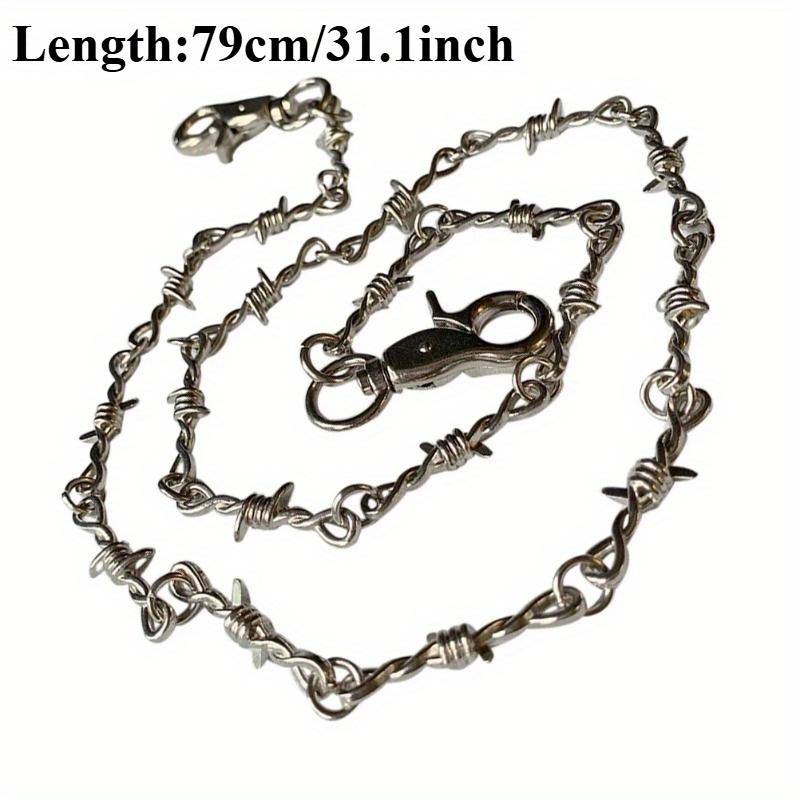 1pcs Chain Necklace Pants Waist Punk Chain Pants Men's Jewelry Barbed Wire Jeans Silver Necklace Men's and Women's Necklace Pant