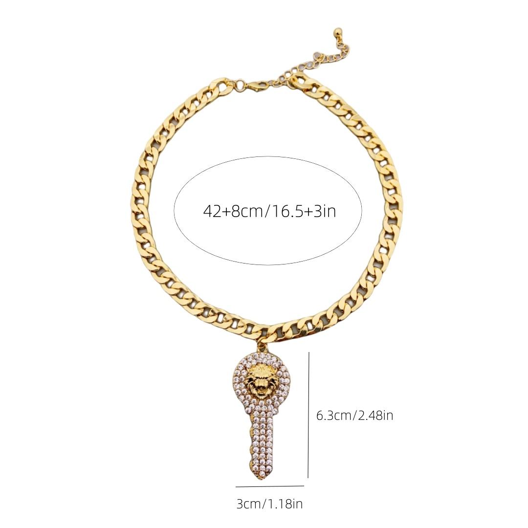 

Модное ожерелье с подвеской в виде головы льва для мужчин, ожерелье из сплава с подвеской в виде ключа для женщин