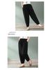 Spring Linen Blend Women's Wide-Leg Harem Pants - Slimming, Nine-Point Length, Ideal for Middle-Aged Women