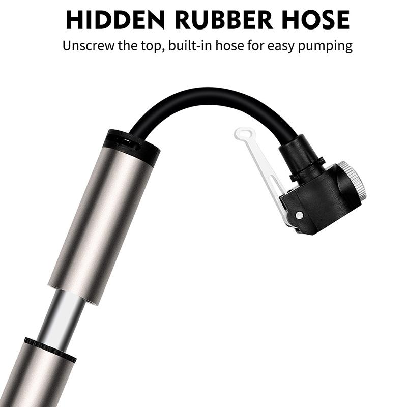 WEST BIKING 120PSI Bicycle Pump Hose Mountain Road Cycling Tire Inflator Schrader Presta Valve Alloy Portable Mini Bike Pump