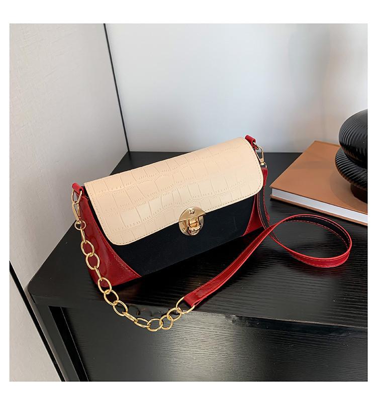 Retro Color Block Shoulder Bag 2024 New Trend Street Style Pu Material Medium Size