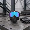Clear Vision Work Goggles Full Face Goggle Mask, Detachable Cycling Mask with Anti-Fog HD Safety Lens, Large Viewing Hood, Anti-UV Shield for