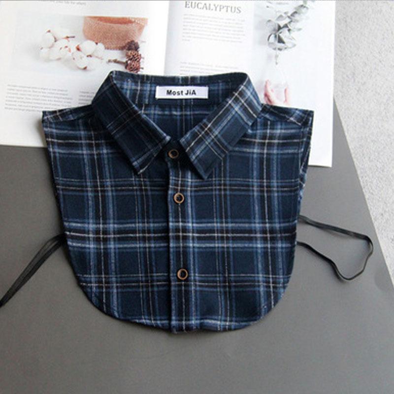 Plaid Fake Collar Shirt Children Print Collares Mujer Cotton Detachable Collar Choker Kids Boys Girls Removable Half Shirt