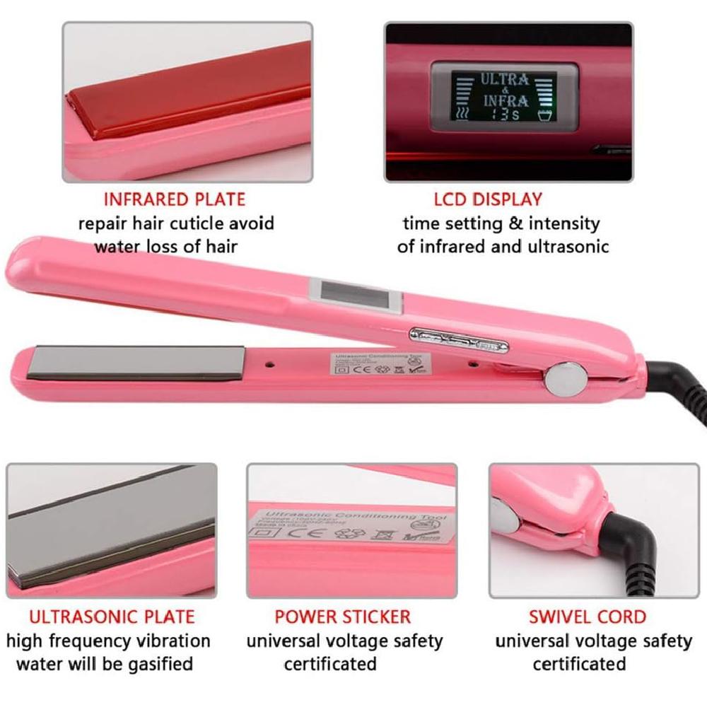 RUCHA Ultrasonic Infrared Hair Straightener Cold Hair Care Flat Iron for Professional Hair Treament Recovers Damaged Styler