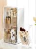 1 Stück Klarer Acryl Make-up Pinselhalter - Verstellbarer Kosmetik-Organizer für Schminktisch, Schreibtisch-Aufbewahrungsbox mit Fächern, Bohrfrei