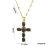 New Copper Micro Zirconia Necklace Multi-coloured Cross Pendant Hip Hop Necklace Collar Bone Chain Women's Necklace