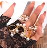 Elegant Korean-Style Pearl and Diamond Ring - 18k Gold-Plated Titanium Steel