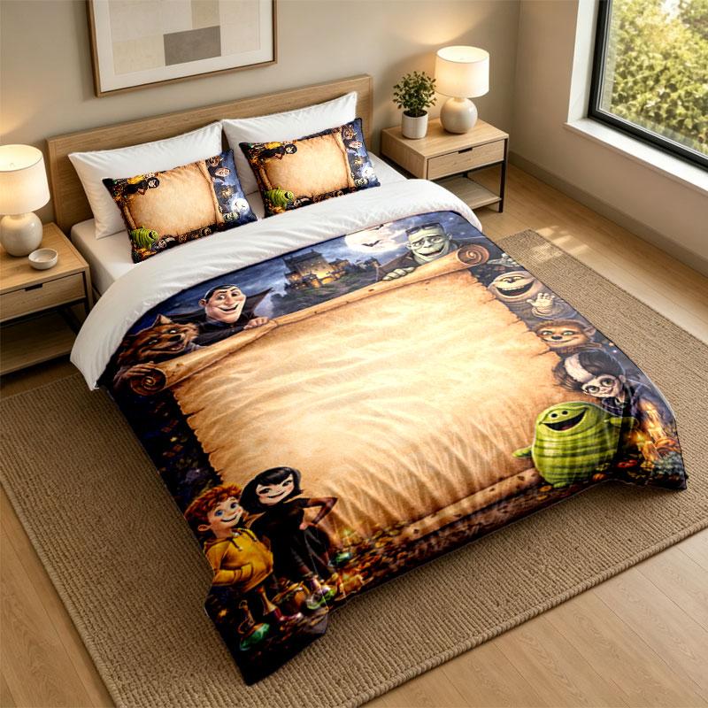 Set Biancheria da Letto 3 Pezzi Hotel Transylvania Lenzuolo Morbido e Due Federe Decorazione Camera da Letto Casa