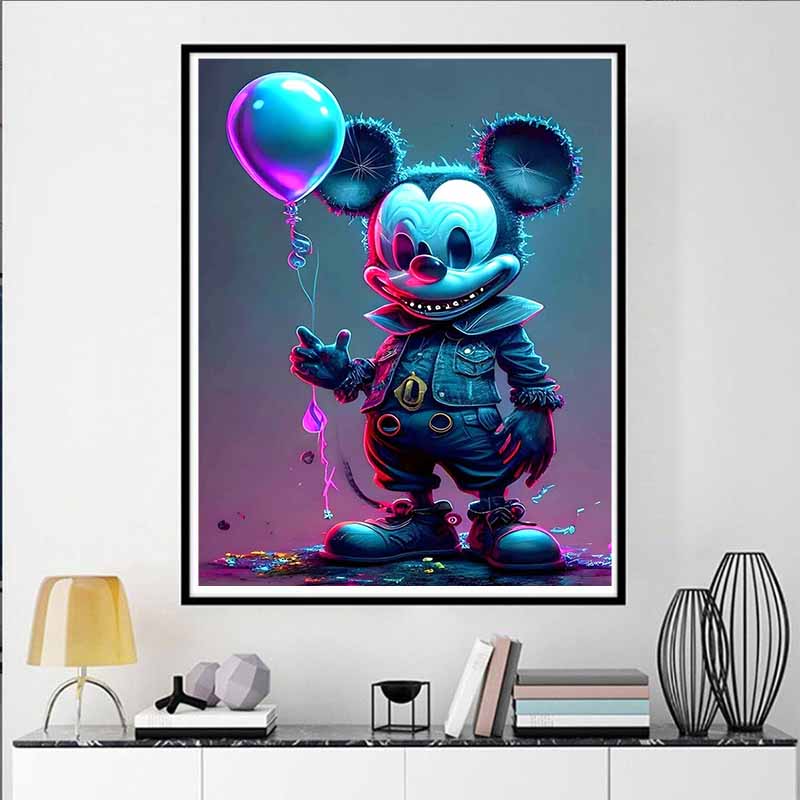 Disney 5D DIY Diamond Painting Decorations Mickey Mouse Dark Cyberpunk Style Creative Illustration Diamond Embroidery RhinestoneCrossStitchSetHandmade
