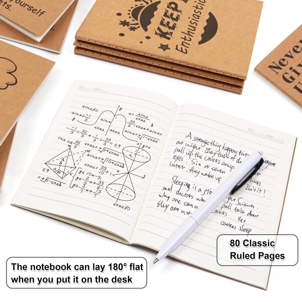 Feela Kraft 6mm Horizontal Pocket Waterproof Notebook, A6, 15-Pack, B-Ruled, Ruled, Size, Mini, Thread-Binding,