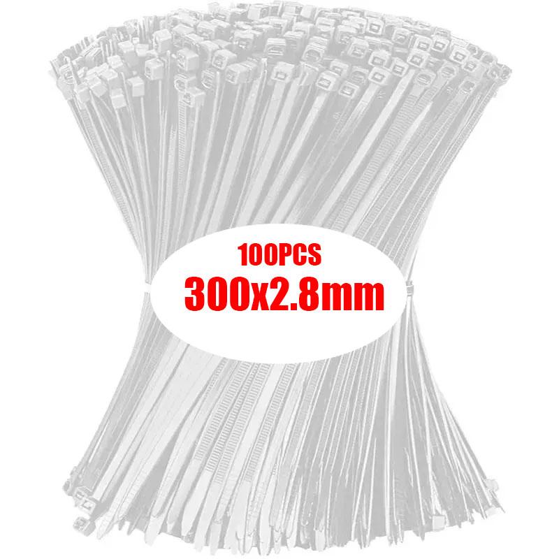 100Pcs Nylon Cable Ties Self-locking Cord Ties Straps Adjustable Cables Fastening Loop Home Office Wire Zip Ties Wholesale