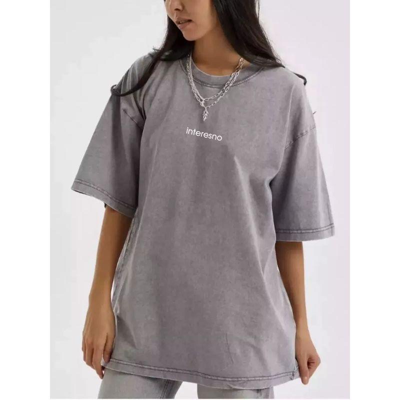 Fashion New Arrival Retro Crew Neck Loose Letter Print T-shirt Loose Letter Printed T-shirt