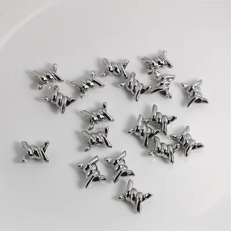 

DIY Metal Thorn Knot Shoe Drawstring Additions Wire Thorn Knot Shoelace Buckles DIY Jewelry Finding for Necklace Craft Supplies 10pcs срібний