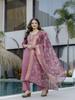 Women Embroidered Kurta Set with Floral Dupatta – Elegant Ethnic Festive Wear