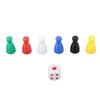 30PCS 6 Color Chess Pieces 5PCS 6 Sided Dice Plastic Chess Game Pieces Dice Set for Board Game