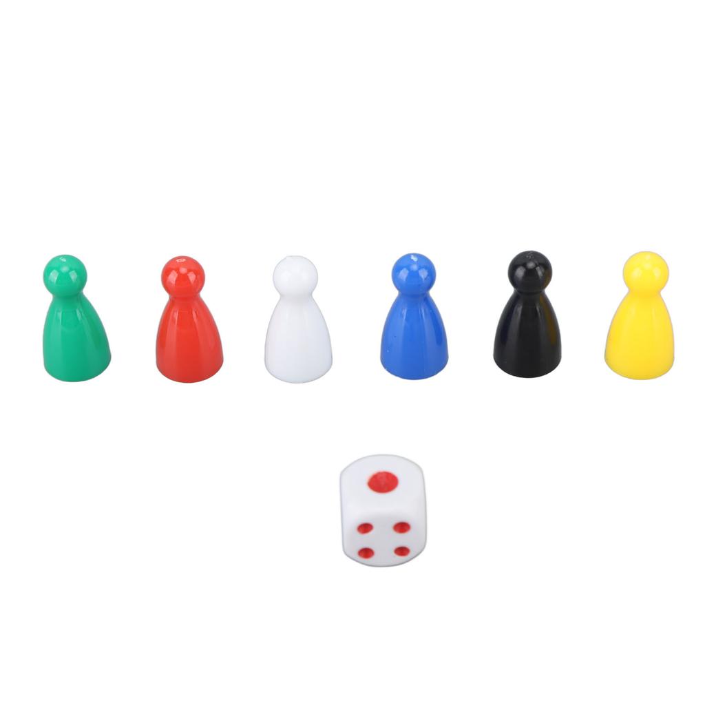 30PCS 6 Color Chess Pieces 5PCS 6 Sided Dice Plastic Chess Game Pieces Dice Set for Board Game