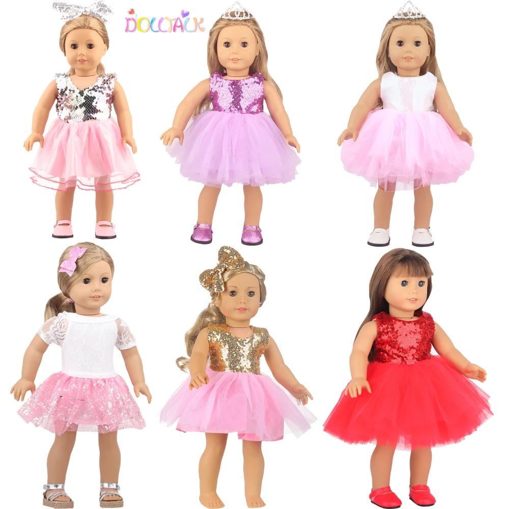 Bambola Americana da 18 Pollici per Bambina Gonna con Paillettes Vestiti Mini Vestito Scintillante Carino per Bambino da 43 cm Neonato, OG, Accessori per Bambole Fai da Te Giocattolo