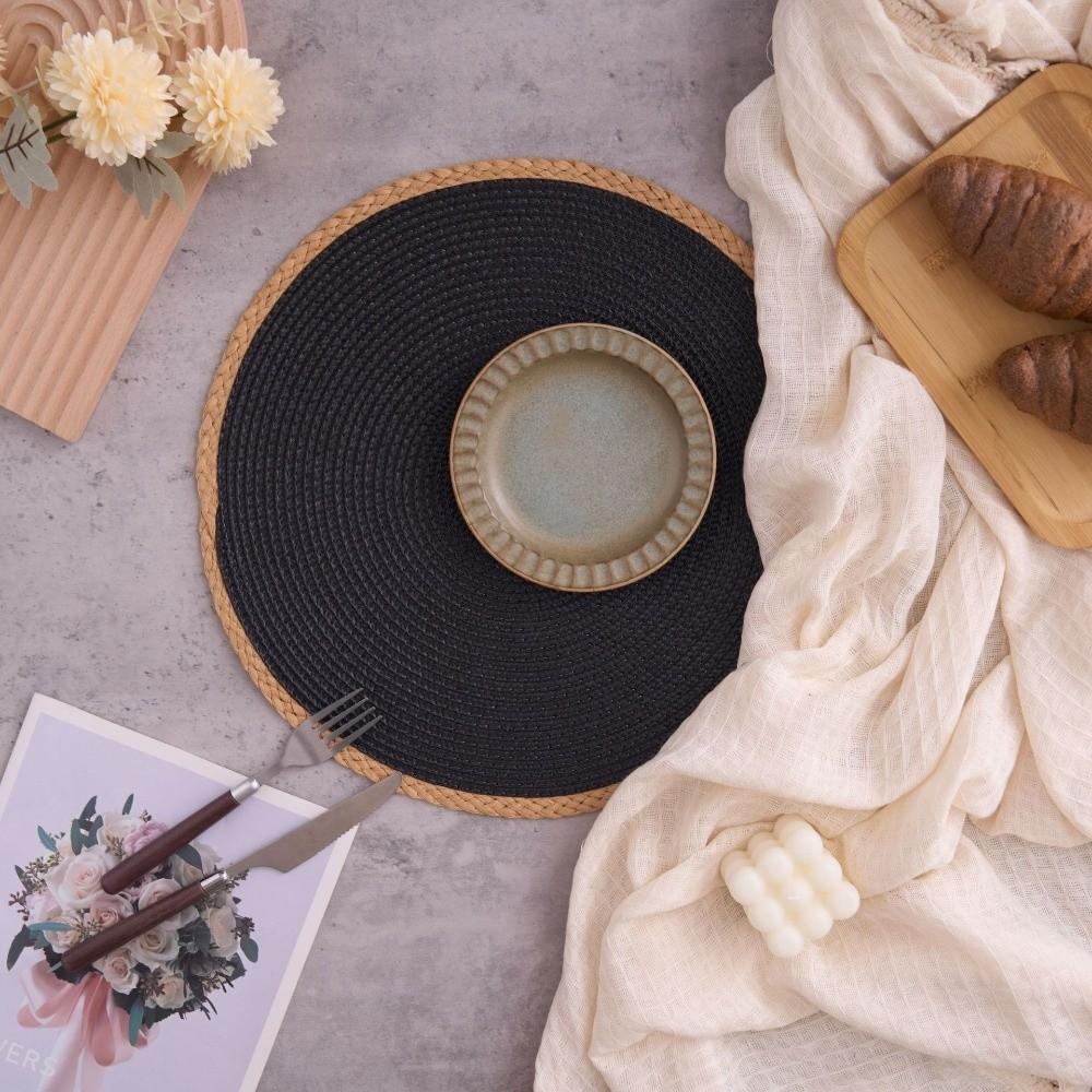 Middle East Style Woven Placemat Heat Insulation Solid Color Table Mat  Party Table Decoration