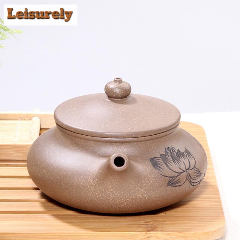230ml High-end Yixing Purple Clay Teapot Handmade Lotus Pot Raw Ore Steel Grey Mud Kettle Zisha Teaset Drinkware Collection Gift