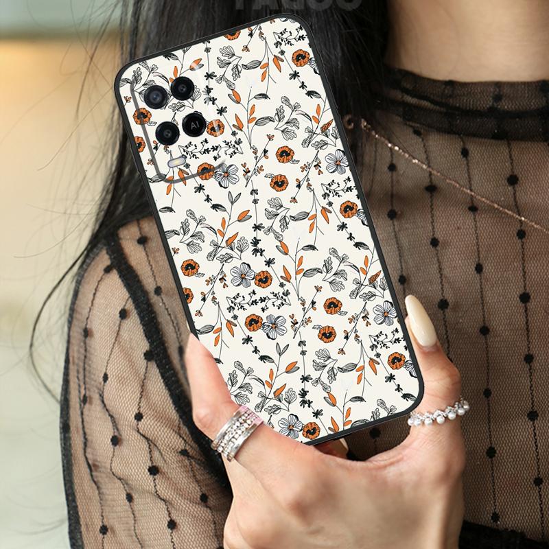 Flower Plant Art Case For Oppo A74 A94 A54 A80 A60 A40 A18 A38 A58 A78 A98 A96 A76 A16 A15 A17 A57 A77 A5 Pro