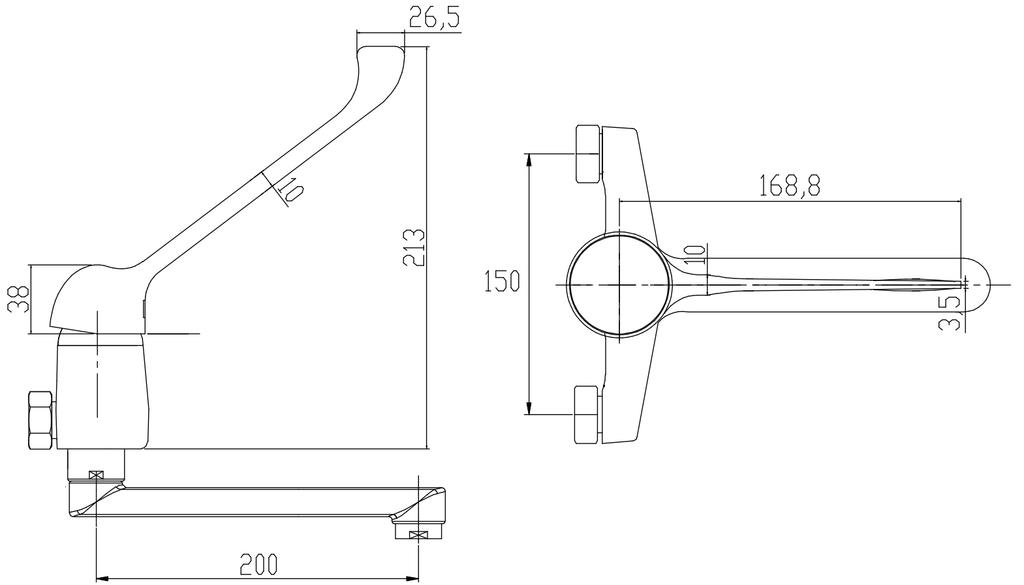 Wall-Mounted Sink/Washbasin Tap, With Swivel Spout, With Extended Lever
