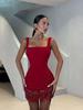Elegant Rhinestone Tassel Waist-Cinched Bodycon Dress - European & American Style
