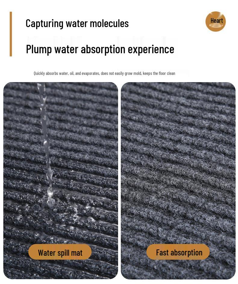 Double Stripe Doorway PVC Entrance Mat - Cuttable Hallway Dust Removal & Absorbent Foot Pad