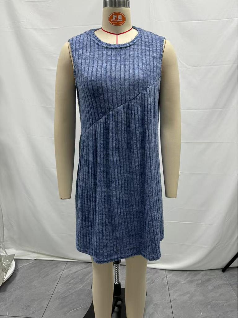 Bohemian Irregular Ribbed Sleeveless Solid Color Dress for Women - Spring/Summer 2025 Collection