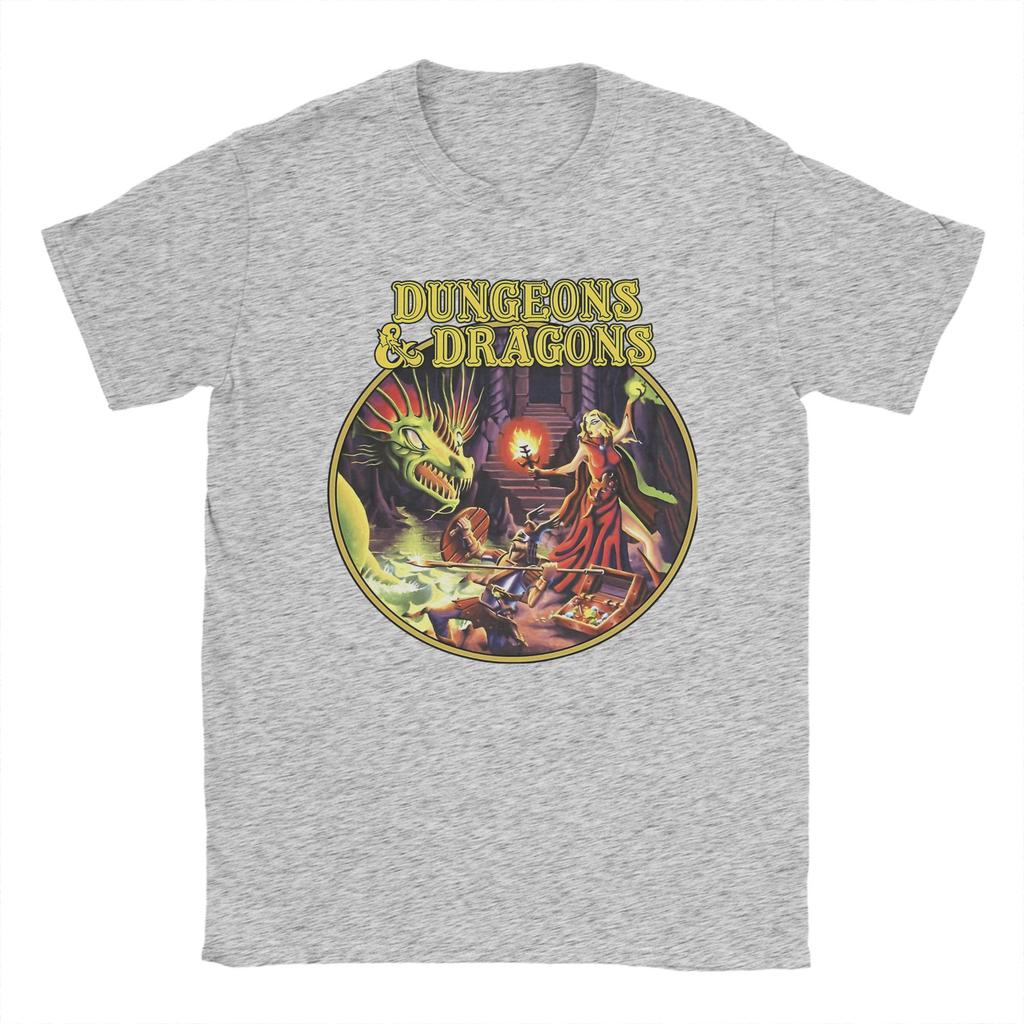 Dungeon Dragon DnD T Shirts Men Pure Cotton Vintage T-Shirts O Neck  Tee Shirt Short Sleeve Clothes Adult