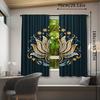 Light Filtering Exotic Black Golden Floral Polyester Curtains Style Decorative Semi Curtain Set Of 2 Contemporary Made With Rod Pocket Washable
