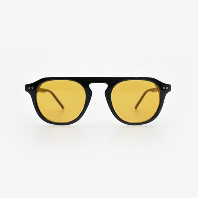 KOLEAT WOMEN Layered Horn-Rimmed Black Big Round UV-Blocking Tinted Sunglasses [BRCOR]