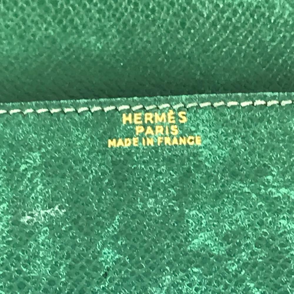 HERMES vintage logo Pochette bag mini bag Shoulder Bag Leather Green