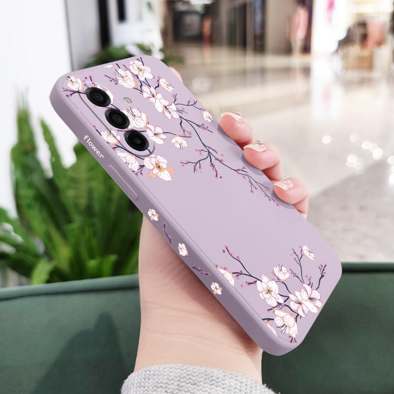 

Plum Blossom Phone Case For Samsung Galaxy A37 A57 Liquid Silicone Cover Samsung A57 светло-фиолетовый