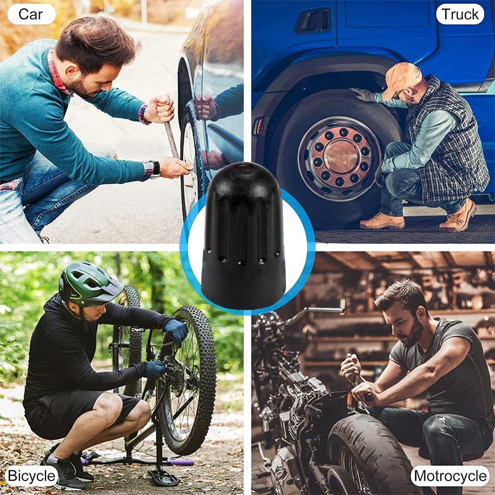 Black Plastic Tire Valve Stem Caps for TR20008 TPMS Universal Tire Valve Long Caps for Car Truck SUV Bike and Motorcycle Valve Stems 1